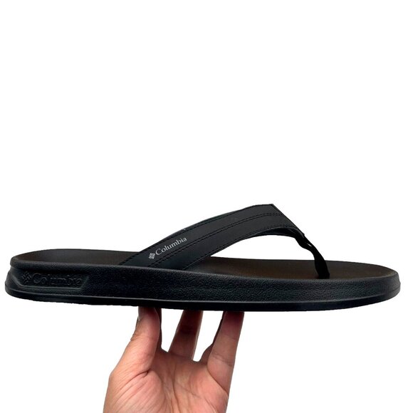 Columbia Men's Sport Flip Flop Sandals Size 13 Solid Black Cushioned Lightweight - Picture 1 of 14